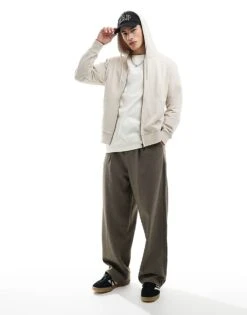 Jack & Jones Super Oversized Zip Hoodie In Cream For Men Moonbeam -Men Style Shop 207428702 2