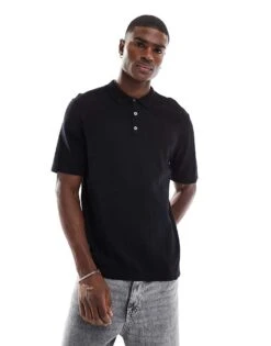 Jack & Jones Knitted Polo In Black For Men -Men Style Shop 207428770 1 black 1