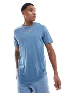 Jack & Jones Essentials Longline T-shirt With Curve Hem In Blue For Men Oceanview -Men Style Shop 207446640 1 oceanview 1