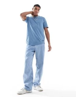 Jack & Jones Essentials Longline T-shirt With Curve Hem In Blue For Men Oceanview -Men Style Shop 207446640 3