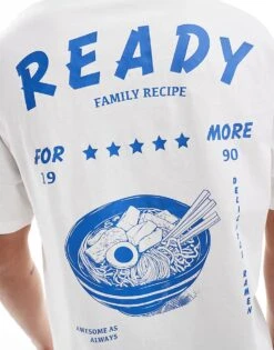 Jack & Jones Super Oversized Ramen Back Print T-shirt In White For Men Cloud Dancer -Men Style Shop 207499934 3