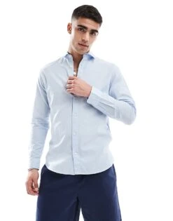 Jack & Jones Linen Shirt In Light Blue For Men Chambray Blue -Men Style Shop 207500006 1 chambrayblue 1