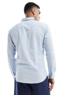 Jack & Jones Linen Shirt In Light Blue For Men Chambray Blue -Men Style Shop 207500006 3