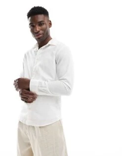 Jack & Jones Linen Shirt In White For Men -Men Style Shop 207500156 1 white 1