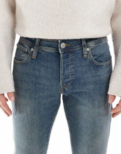 Jack & Jones Glenn Slim Fit Jeans In Vintage Blue Wash For Men Mid Blue Sq665 -Men Style Shop 207500222 5