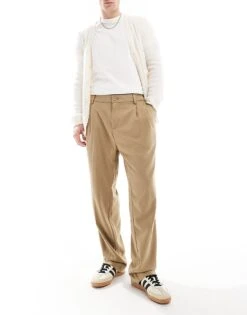 Jack & Jones Wide Fit Pleat Front Smart Trouser In Beige For Men Elmwood -Men Style Shop 207500232 1 elmwood 1