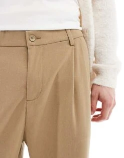 Jack & Jones Wide Fit Pleat Front Smart Trouser In Beige For Men Elmwood -Men Style Shop 207500232 5