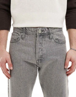 Jack & Jones Chris Straight Jeans In Grey Wash For Men Grey Sq061 -Men Style Shop 207500272 5