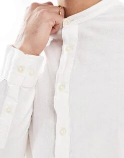 Jack & Jones Overhead Linen Shirt In White For Men -Men Style Shop 207500405 2