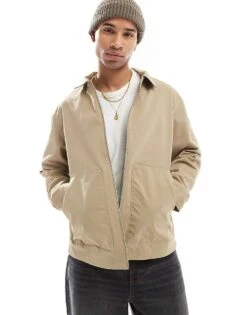 Jack & Jones Twill Harrington Jacket In Beige For Men Coriander -Men Style Shop 207500443 1 coriander 1