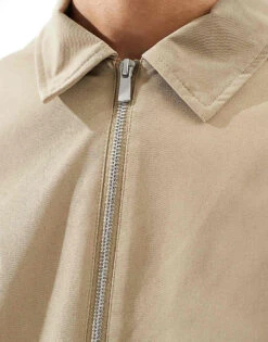 Jack & Jones Twill Harrington Jacket In Beige For Men Coriander -Men Style Shop 207500443 4