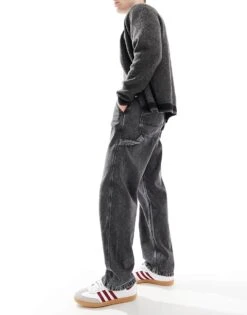 Jack & Jones Eddie Loose Carpenter Jeans In Black Wash For Men Black Denim -Men Style Shop 207500468 3