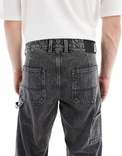 Jack & Jones Eddie Loose Carpenter Jeans In Black Wash For Men Black Denim -Men Style Shop 207500468 4