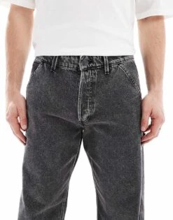Jack & Jones Eddie Loose Carpenter Jeans In Black Wash For Men Black Denim -Men Style Shop 207500468 5