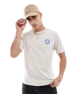 Jack & Jones Chest Print T-shirt In Beige For Men Moonbeam -Men Style Shop 207500500 1 moonbeam 1