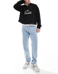 Jack & Jones Chris Straight Jeans In Light Blue Wash For Men Light Blue Sq738 -Men Style Shop 207500540 1 lightbluesq738 1