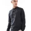 Jack & Jones Overhead Linen Shirt In Black For Men
