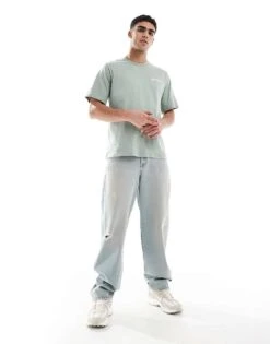 Jack & Jones Script Logo T-shirt In Green For Men Iceberg Green -Men Style Shop 207500644 3