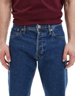 Jack & Jones Chris Straight Jeans In Mid Blue For Men Mid Blue Sq741 -Men Style Shop 207500840 4