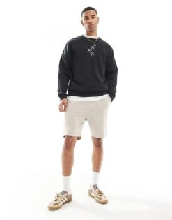 Jack & Jones Oversized Sweat With Dove Embroidery In Black For Men -Men Style Shop 207511514 3