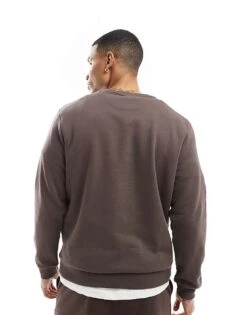 Jack & Jones Oversized Sweat With Daisy Embroidery In Brown For Men Chocolate Brown -Men Style Shop 207511584 4