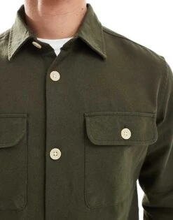 Jack & Jones Overshirt In Khaki For Men Forest Green -Men Style Shop 207512145 3