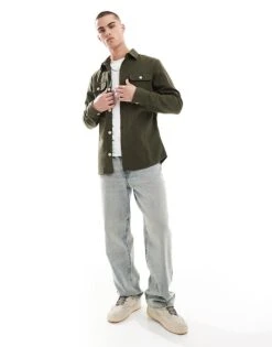 Jack & Jones Overshirt In Khaki For Men Forest Green -Men Style Shop 207512145 4