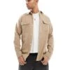 Jack & Jones Flannel Overshirt In Beige For Men Crockery