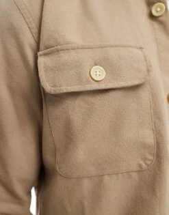 Jack & Jones Flannel Overshirt In Beige For Men Crockery -Men Style Shop 207512456 2