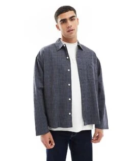 Jack & Jones Boxy Check Shirt In Navy For Men Iron Gate -Men Style Shop 207551520 1 irongate 1