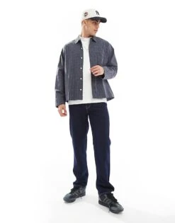 Jack & Jones Boxy Check Shirt In Navy For Men Iron Gate -Men Style Shop 207551520 3