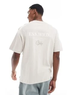 Jack & Jones Super Oversized 200gsm Heavyweight T-shirt With Studio Back Print T-shirt In Beige For Men Moonbeam -Men Style Shop 207595463 1 moonbeam 1