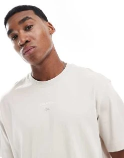 Jack & Jones Super Oversized 200gsm Heavyweight T-shirt With Studio Back Print T-shirt In Beige For Men Moonbeam -Men Style Shop 207595463 4