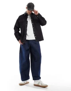 Jack & Jones Denim Overshirt Shacket In Rinse Wash For Men Dark Denim -Men Style Shop 207599196 2