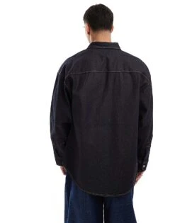 Jack & Jones Denim Overshirt Shacket In Rinse Wash For Men Dark Denim -Men Style Shop 207599196 4