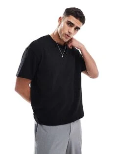 Jack & Jones Knitted Oversized T-shirt In Black For Men -Men Style Shop 207599873 1 black 1