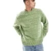 Jack & Jones Fluffy Oversized Jumper In Green For Men Lima Bean Green -Men Style Shop 207600027 1 limabeangreen