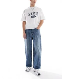 Jack & Jones Dave Wide Fit Jeans In Mid Blue For Men Blue Denim -Men Style Shop 207601839 1 bluedenim 1