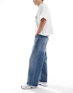 Jack & Jones Dave Wide Fit Jeans In Mid Blue For Men Blue Denim -Men Style Shop 207601839 3