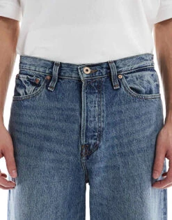 Jack & Jones Dave Wide Fit Jeans In Mid Blue For Men Blue Denim -Men Style Shop 207601839 5