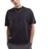 Jack & Jones Oversized Cropped T-shirt With Project Core Print In Washed Black For Men