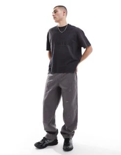 Jack & Jones Oversized Cropped T-shirt With Project Core Print In Washed Black For Men -Men Style Shop 207602783 2