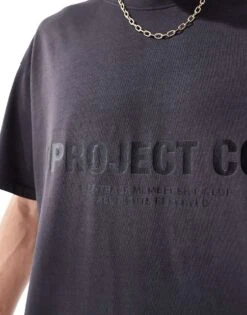 Jack & Jones Oversized Cropped T-shirt With Project Core Print In Washed Black For Men -Men Style Shop 207602783 4