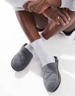 Jack & Jones Padded Slipper In Grey For Men Castlerock -Men Style Shop 207602988 4