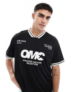 Jack & Jones Football Inspired Top In Black For Men -Men Style Shop 207603012 1 black 1