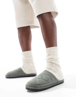 Jack & Jones Padded Slipper In Khaki For Men Olive Night