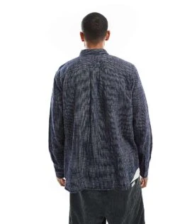 Jack & Jones Textured Stripe Shirt In Navy For Men Night Sky -Men Style Shop 207603381 3