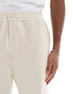 Jack & Jones Co-ord Ribbed Loose Fit Trouser In Beige For Men Moonbeam -Men Style Shop 207603439 3