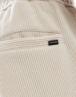 Jack & Jones Co-ord Ribbed Loose Fit Trouser In Beige For Men Moonbeam -Men Style Shop 207603439 4