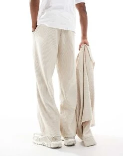 Jack & Jones Co-ord Ribbed Loose Fit Trouser In Beige For Men Moonbeam -Men Style Shop 207603439 5